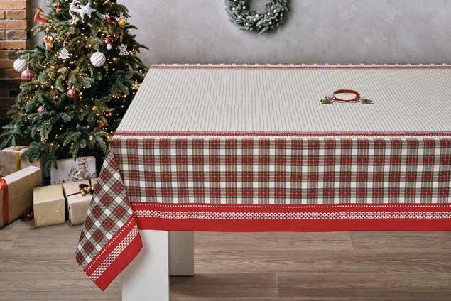 Tovaglia Elizabeth ricamata 100% cotone in scatola regalo natalizia